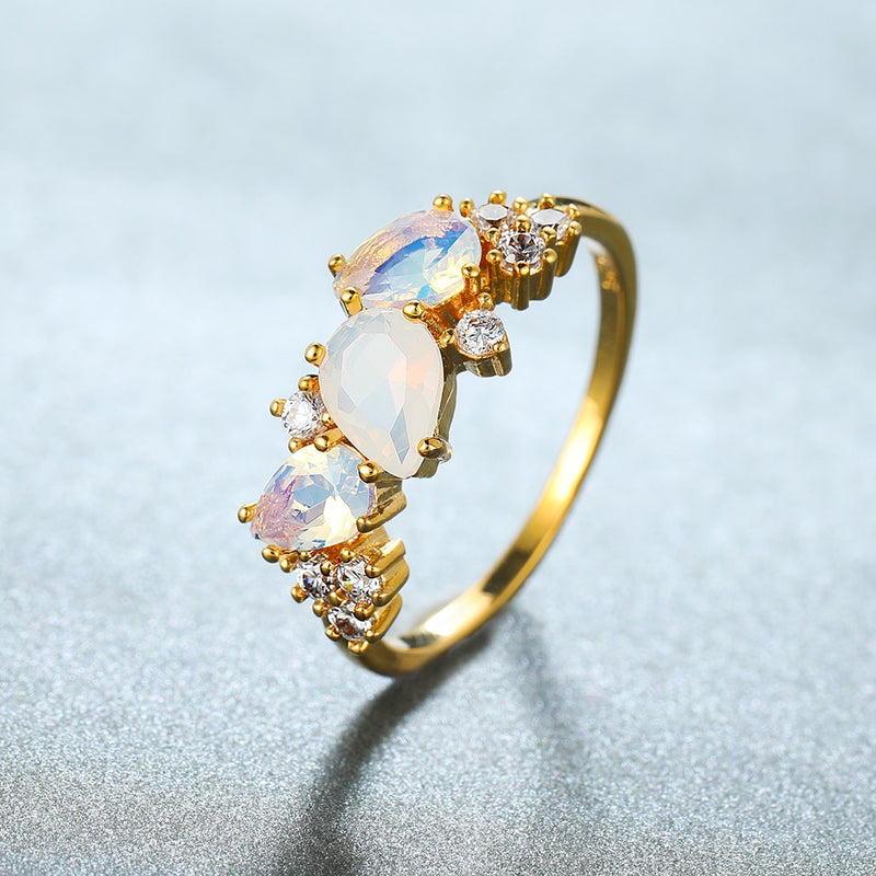 White Crystal Moonstone Ring