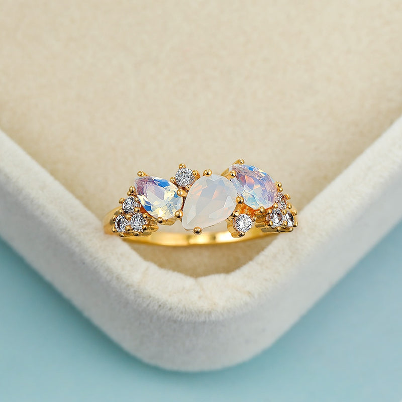 White Crystal Moonstone Ring