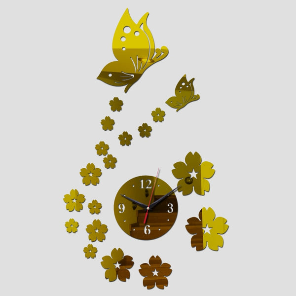 Butterfly Mirror Wall Clock