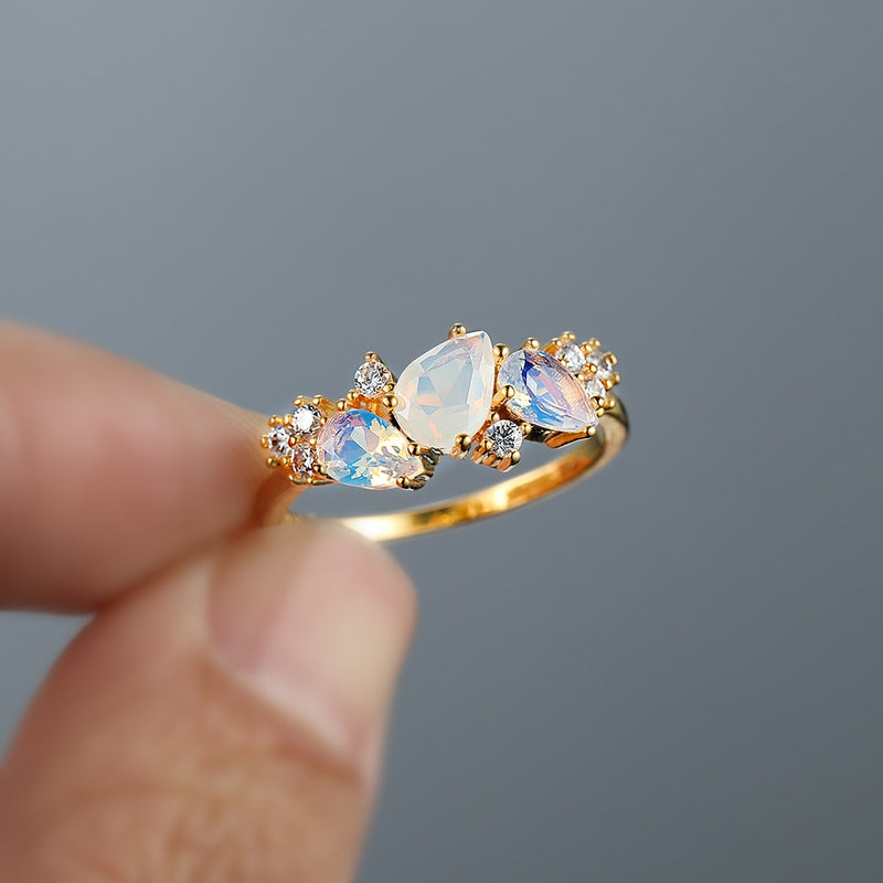 White Crystal Moonstone Ring