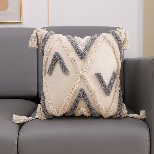 Four-Corner Lace Tassel Cushion