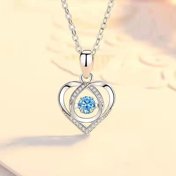 Blue Crystal Heart Necklace
